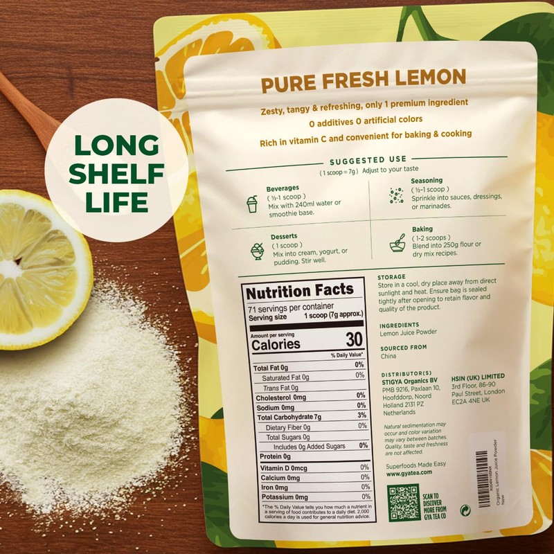 Gya Tea Co Lemon Powder 1.1lb (17.64 Oz) - 100%