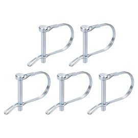 DTGN 6mm x 45mm (DXL) Shaft Locking Pin - 5Pack - Good for Farm Trailers Lawn - Carbon Steel Round Trailer Coupler Pin W/Ear - Silver Tone