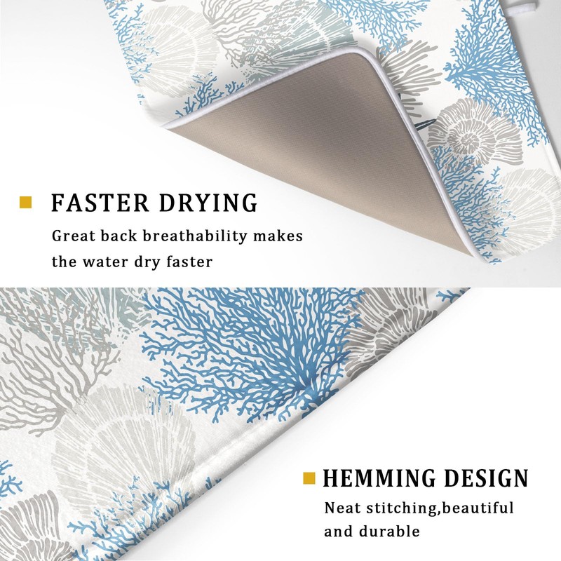 Coastal Blue Gray Dish Drying Pad 18 x 24 Inch