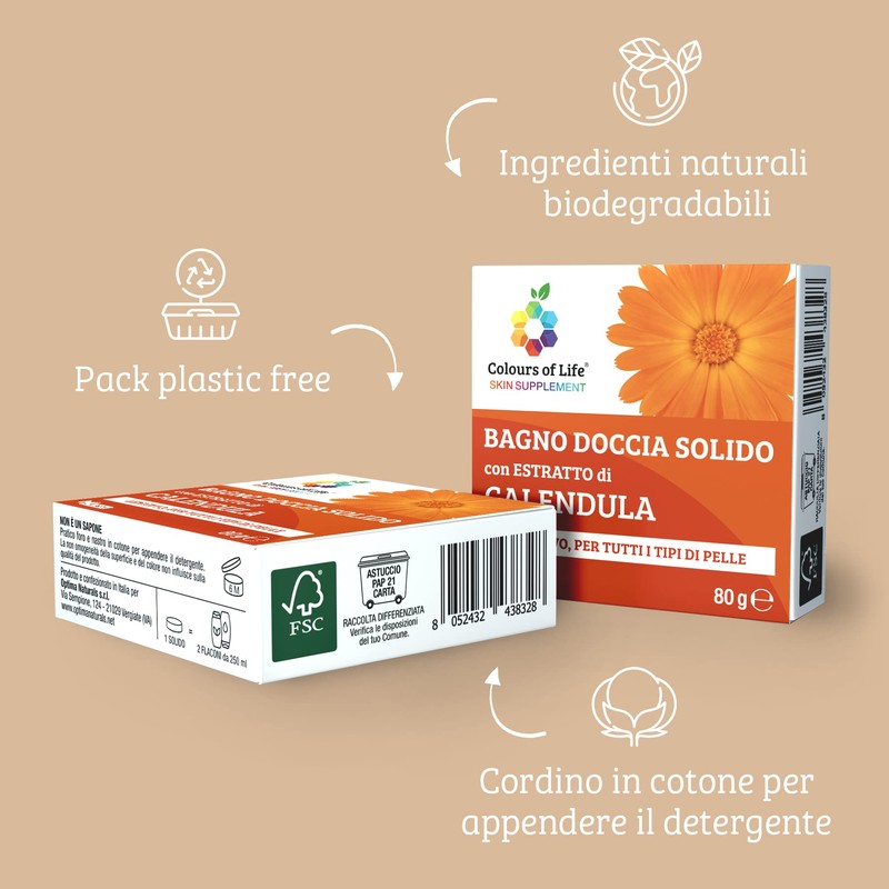 Colours of Life Skin Supplement - Solid Bodywash Calendula, 80