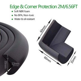 Fairy Baby Safety Baby Edge & Corner Guards Colorful Childproofing Protection(6.6ft Edge Guard+4 Corner Guards),Brown