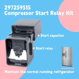 GLOXTED 297259515 Compressor Start Relay and 15µF 250VAC Run Capacitor Kit Replacement for Frigidaire for Kenmore Refrigerator Freezers, Replace 297259502 297259510 PS11728176