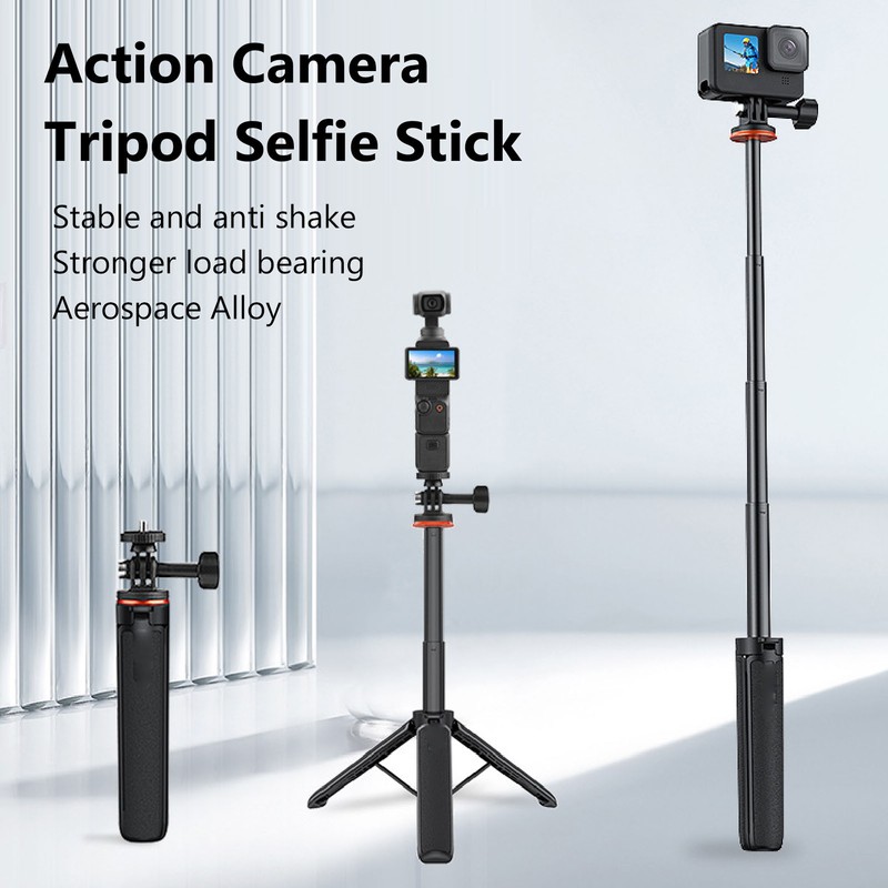Extendable Selfie Stick Tripod for Pocket 3 Action 4 Aluminum