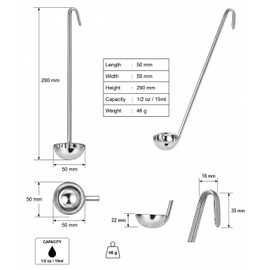 Stainless Steel Soup Ladle with Long Handle, 0.5-16 oz Capacity, Measuring Spoon for Soup, Sauce & Gravy (1/2 oz)