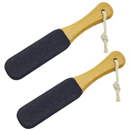Pumice Stone Foot File, 2 Pack Wooden Pedicure Foot Scrubber Remover for Feet, Heels, Elbows, Hands in Shower, Professional Foot Rasp for Wet and Dry Feet, Foot Care Tools for Women Men（Black）