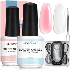 Morovan Building Gel for Gel Nails - 5 in 1 Hard Builder Gel In a Bottle For Nails 15 ml Extension Gel for Gel Nails 2 Colours Builder Gel for Nails For Beginners To Create Artistic Nail Art At Home