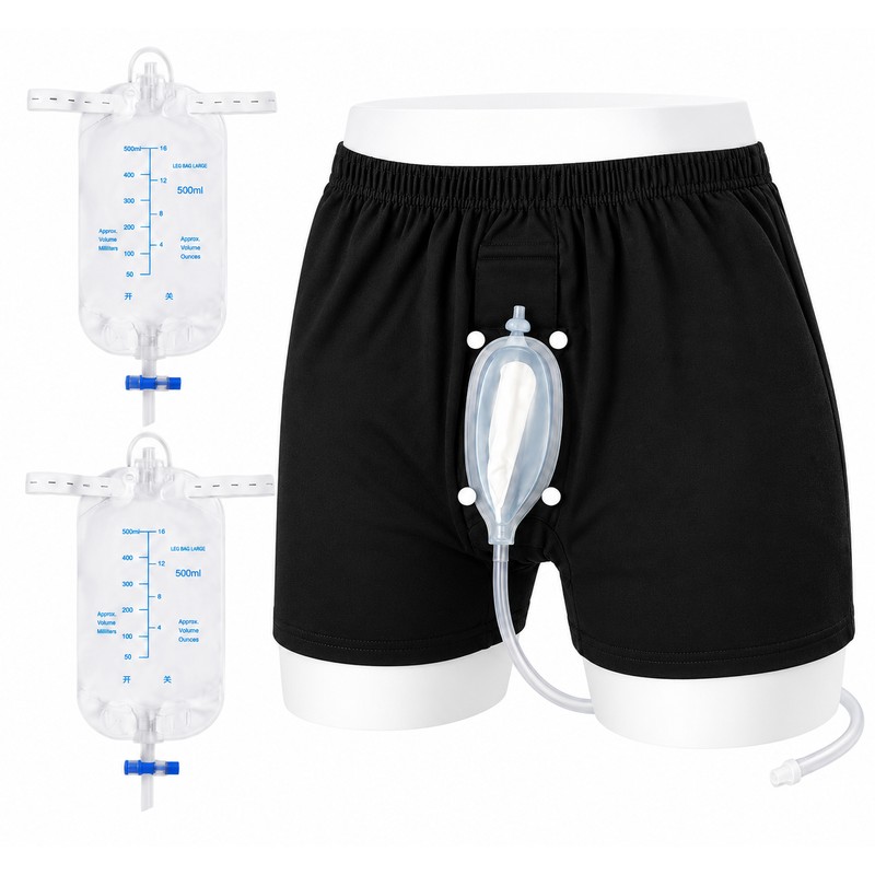 Men's Reusable Urine Collection Kit with External Funnel, Adjustable Underwear