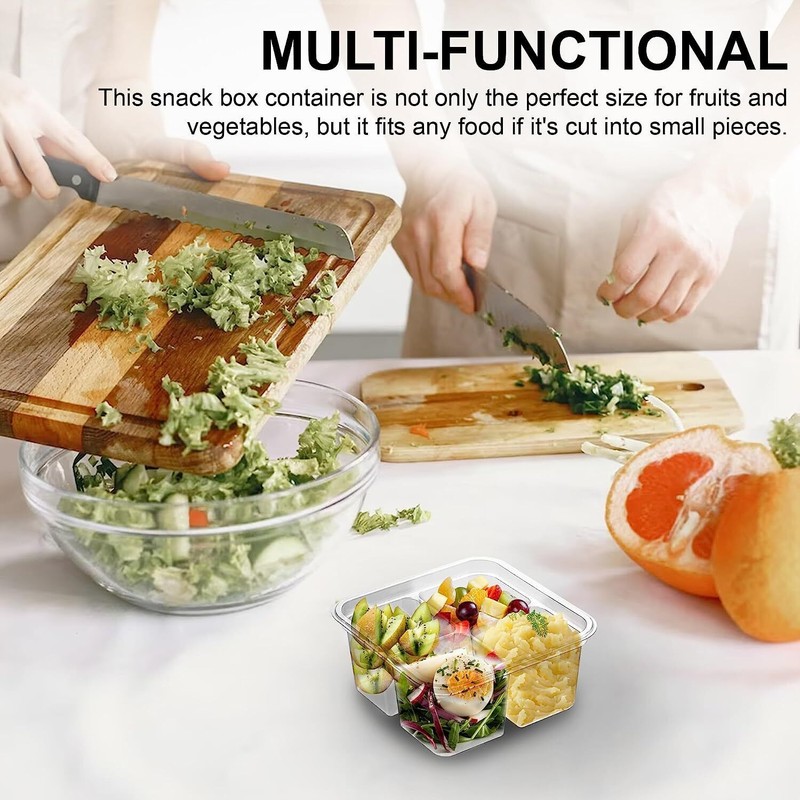 MT Products Plastic 4 Compartment Bento Box 6" x 2"