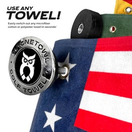 Magnetic Golf Towel Clip (Turn Any Golf Towel Magnetic) - with 2 Removable Ball Markers - Highest Strength Magnet - Removable and Resuable Towel Magnet - (Black)