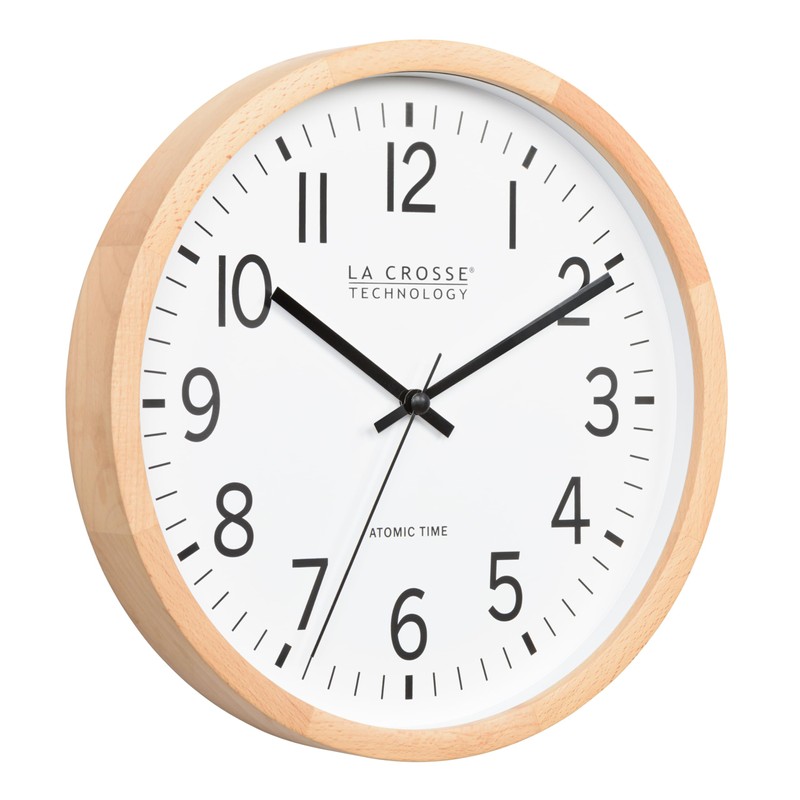 La Crosse Technology 404-53707-INT 12.8-Inch Beech Wood Atomic Analog Wall