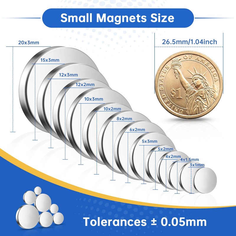 GOOZADA 50Pcs 15x3 mm Fridge Magnets,Silver Refrigerator Magnet, Heavy Duty