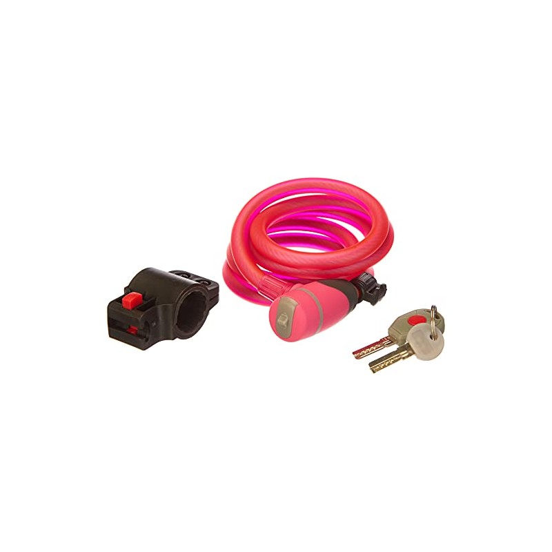 Prophete 8163 Spiral Cable Lock with 2 Keys Pink M
