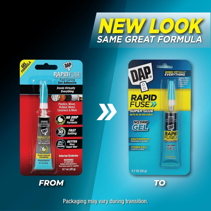 DAP RapidFuse Super Glue Gel Adhesive, Clear, 0.7 oz (7079800178)