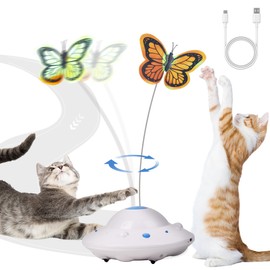 Pet Prime Self Moving Cat Toy for Indoor Cats, Electronic Cat Butterfly Toy, Interactive Automatic Rechargeable Toy for Kitten Chasing with LED Light