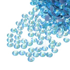 MECCANIXITY 2880 Pcs Hotfix Rhinestones Flatback Crystal Glass Gems Art Rhinestones for Crafts Clothes DIY Decoration(SS10 2.9mm,Lake Blue Color)
