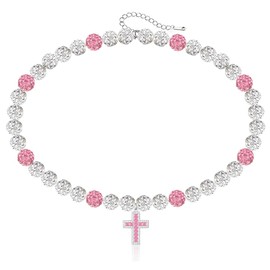 TYQSY 16-18 Inch Baseball Necklaces, Rhinestone Baseball Bead Necklace, Baseball Cross Necklace for Men, Adjustable Baseball Drip Bling Necklace, Athletic-Inspired Jewelry for Baseball Team Lovers