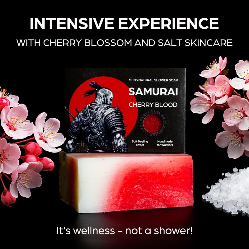MEDUNA Samurai Cherry Blood Exfoliating Soap Men Men's Natural Shower