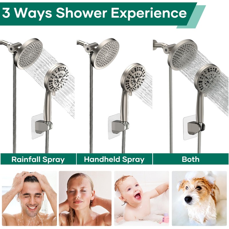 UltrTxenova Shower Head with Handheld Spray Combo,6" High Pressure Rain