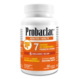 Probaclac Probaclac Probiotics for Adults 120 and 60 and 30 caps. Probiotics help support gastrointestinal health and Bloating Relief and Contribute to a Natural, Healthy Intestinal Flora. Seven strains of probiotic and lactic ferment complex (60)