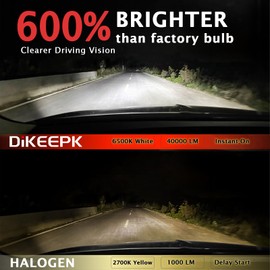 DIKEEPK 9005 H11 Bulbs for Ford 2023 2024 2025 F250 F350 F450 F550 Super Duty XL XLT, 600% Brighter 6500K Cool White Fog Lights Pack of 4