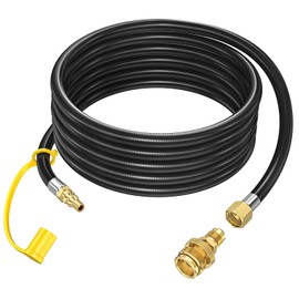 Manguera de conexión rápida de propano de 12 pies para RV a parrilla de gas, tuerca hembra de 1/4 pulgadas rápida a 3/8 pulgadas, con adaptador de electrodomésticos de 1 libra a tanques de 5 a 40 libras para parrilla Weber/Coleman/Blackstone, Buddy Heate