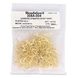 Beadalon CNT-IGREDX-1632 144-Piece Dapped and Spring Ear Wire, Nickel Free Gold Plate