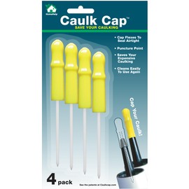 Caulk Cap CCY Caulk Saver Series, Reusable Caulk Tube Sealers with Built-in Puncture Pin, 4 Pack