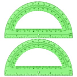 Unjoo Plastic Protractor Math Protractors 180 Degrees for Geometry Classroom Student School Office Supplies, 6 Inch, Pack of 2 (Green)
