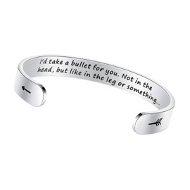 TONY & SANDY Funny Birthday Gifts for Women Best Friend Bracelet Friendship Gifts Women Christmas I'd Take A Bullet For You Not in the Head But Like in the Leg Gag Jewelry White Elephant
