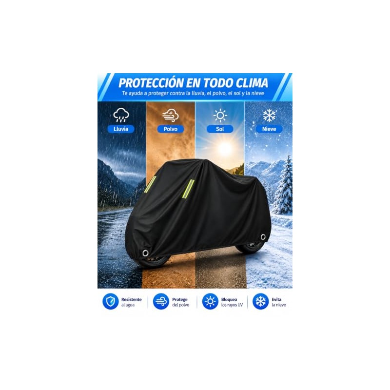 EASYTAO Funda para Moto, Cubre impermeable Tamaño Grande 245cm-105cm-125cm