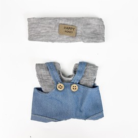 17cm Doll Clothes(NO Doll), Cute Dolls Outfit Accessories with Hat + Sweater + Suspenders Pants, Small Kawaii Clothes Set for Dolls(Style 5)