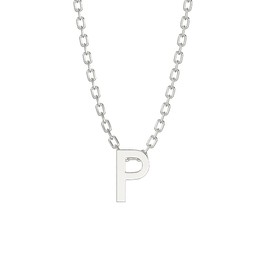 Aeon Jewellery Alphabet Initial Necklace - P | 925 Sterling Silver 3D Necklace | Adjustable 16-18 Inch Silver Belcher Chain | Polishing Cloth