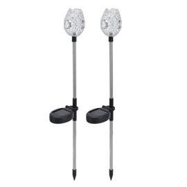 2Pcs Garden Solar Lights LED RGB Fast Charging Petal Design Easy Installation Outdoor Solar Lights