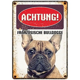 Plenty Gifts Metal Sign Vintage Warning French Bulldog