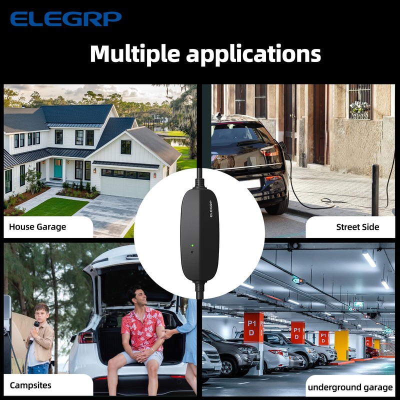 ELEGRP Level 1/2 EV Charger, 16 Amp, Portable J1772 Electric