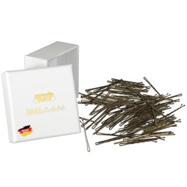 HAARallerliebst Hair Clips (50 Pieces | Gold | 5 cm) with Box for Storage (Box Colour: White)