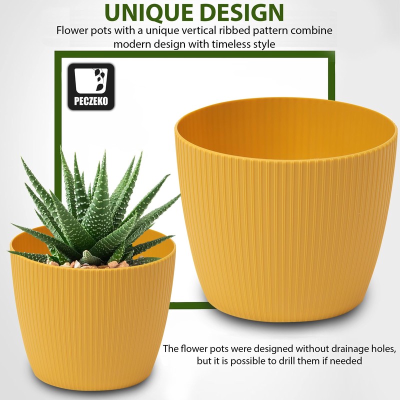 PECZEKO Matte Flower Pot, Plastic Planter, Decorative Pot for Large