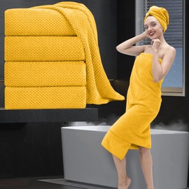 Juego de 4 toallas de baño extragrandes (35 x 70 pulgadas), juego de toallas de baño extragrandes, súper suaves, altamente absorbentes, juego de...   