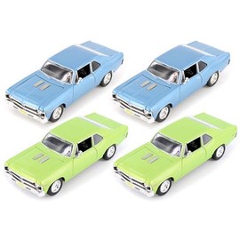 1970 Chevy Nova SS Hardtop, Blue & Green - Showcasts 37262-1/24 Scale Set of 4 Diecast Model Cars