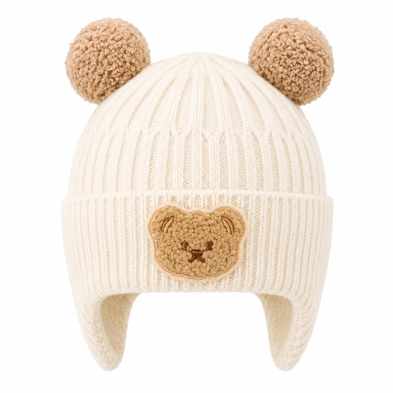 Baby Bear Ear Winter Hat for Kids – Soft Knitted
