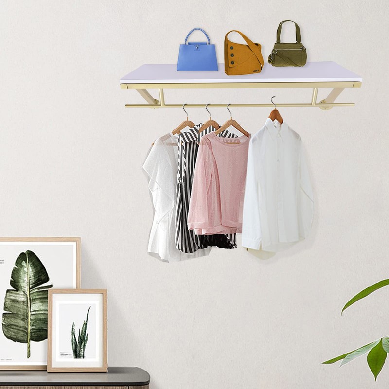 BANLICALI Clothes Rack with Top Shelf, 31.5 Inch Industrial Pipe