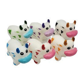 Colorful Rubber Water Squirting Cows (2.5") Squeeze and Squirt Water. Bathtub, Pool Toy for Kids. Safe and Non Toxic. Durable Party Favor. (12)