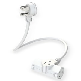 3-Headed Power Plug Solution, ETL Listed – Hammerhead Multi-Plug Extension Cord – 3 Outlet Power Plug Extender – for Entertainment Centers, Household Appliances – White – 3ft