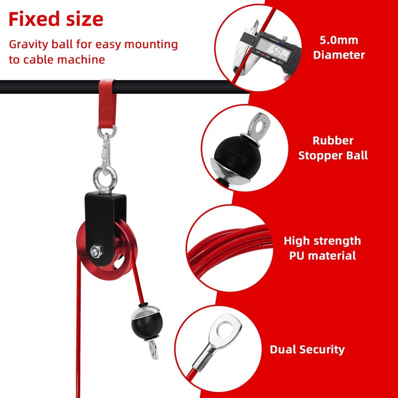 Topfinder Gym Cable, Fitness Steel Cable Machine Pulley System Home