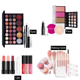 All in one make-up set, make-up set, make-up set for women, make-up set starter kit, cosmetic make-up set with eyeshadow palette, lipstick, eyeliner, mascara, brush for women and girls