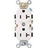 Leviton Duplex Receptacle, Commercial Spec Grade, Smooth Face, 20 Amp,
