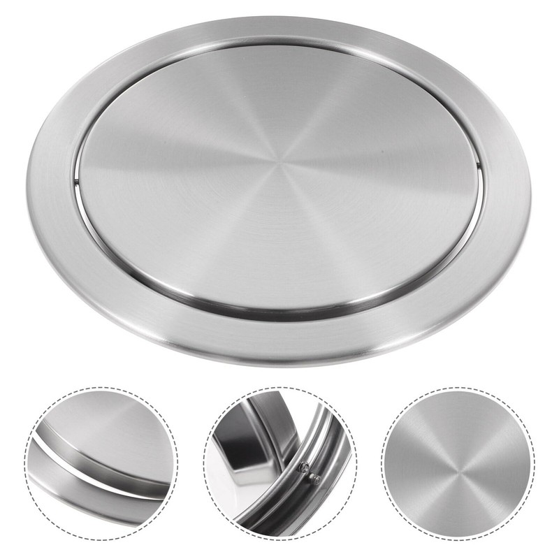 Cabilock Round Recessed Counter Top Covers Stainless Steel Trash Bin