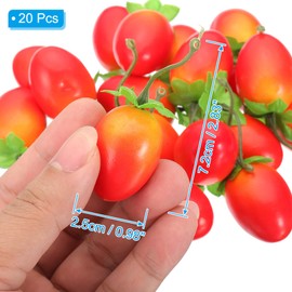 PATIKIL 20 Pcs Artificial Cherry Tomato, Foam Simulation Fake Small Tomato Lifelike Realistic Faux Fake Fruit Model for Home Kitchen Party Decoration, Photography Props