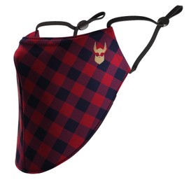 The Beard Defender Face Mask by Beard Struggle - Adjustable Beard Mask for Men with 2 Disposable Filters & Ear Saver - Beard Covers for Men (Red Plaid)