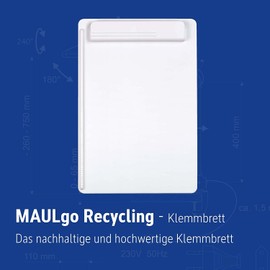 MAUL MAULgo Clipboard A4 Recycled Sustainable Writing Board in A4 Format High-Quality Modern Writing Case Made of 85% Recycled Plastic Clipboard Awarded Blue Angel White